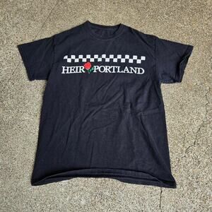 Vtg Y2k HEIR PORTLAND Checkerboard Rose Graphic Print Local Skate T Shirt M